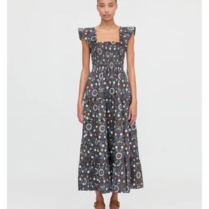 Hill House Ellie Maxi Nap Dress in Chocolate Swedish Floral Size Large